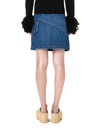 Jupe courte torsadée en denim - Light Blue