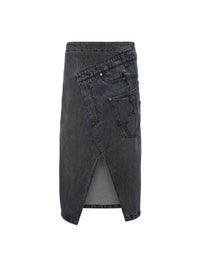 Jupe midi torsadée en denim - Grey