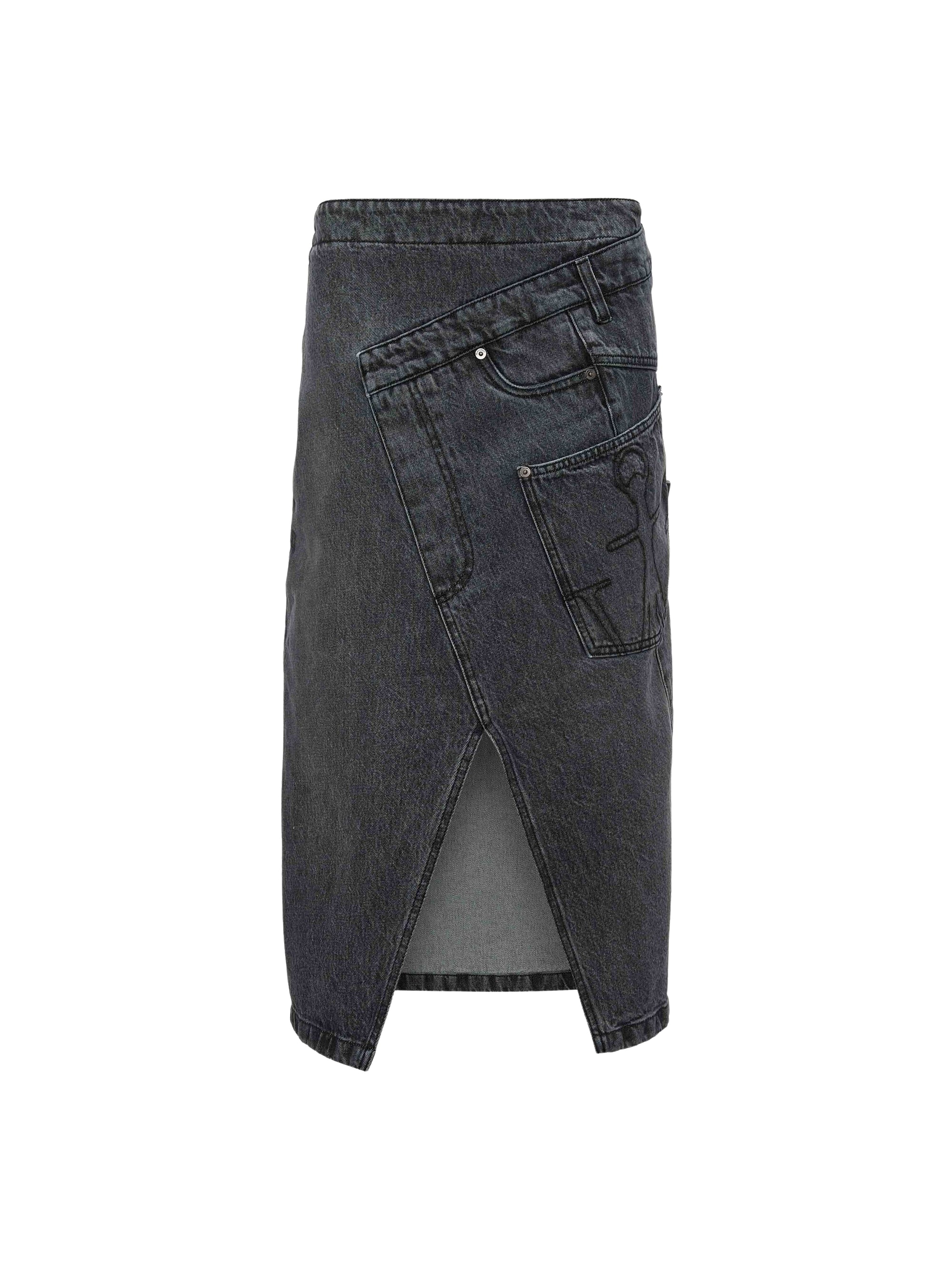 Jupe midi torsadée en denim - Grey
