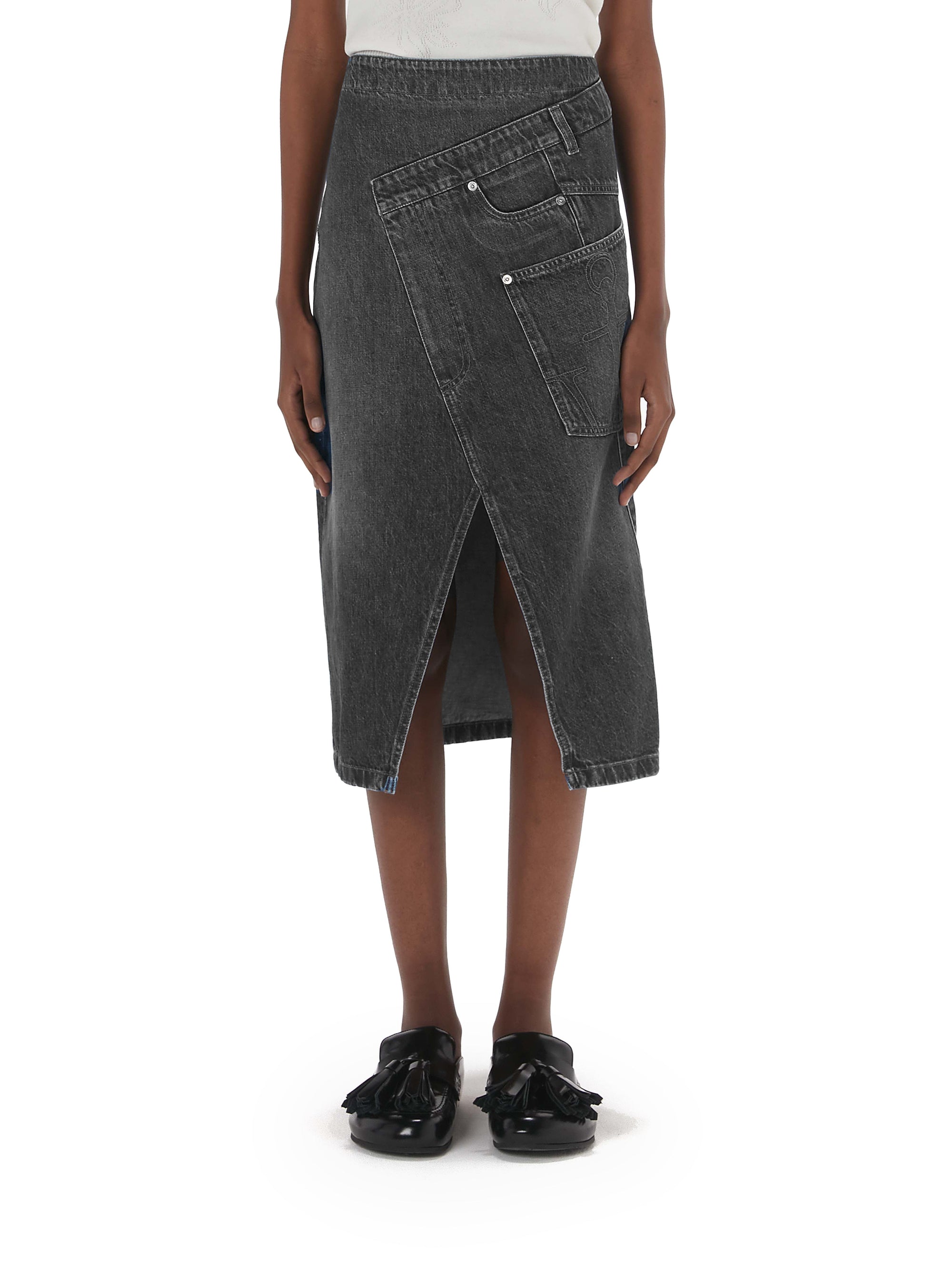 Jupe midi torsadée en denim - Grey
