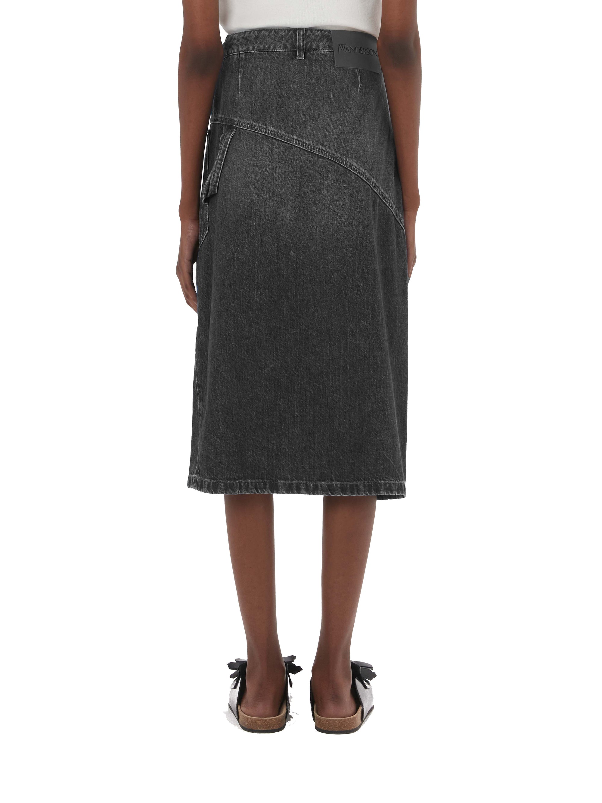 Jupe midi torsadée en denim - Grey