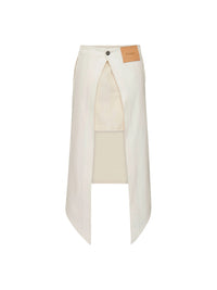 Jupe Midi À Superpositions - Off White/White