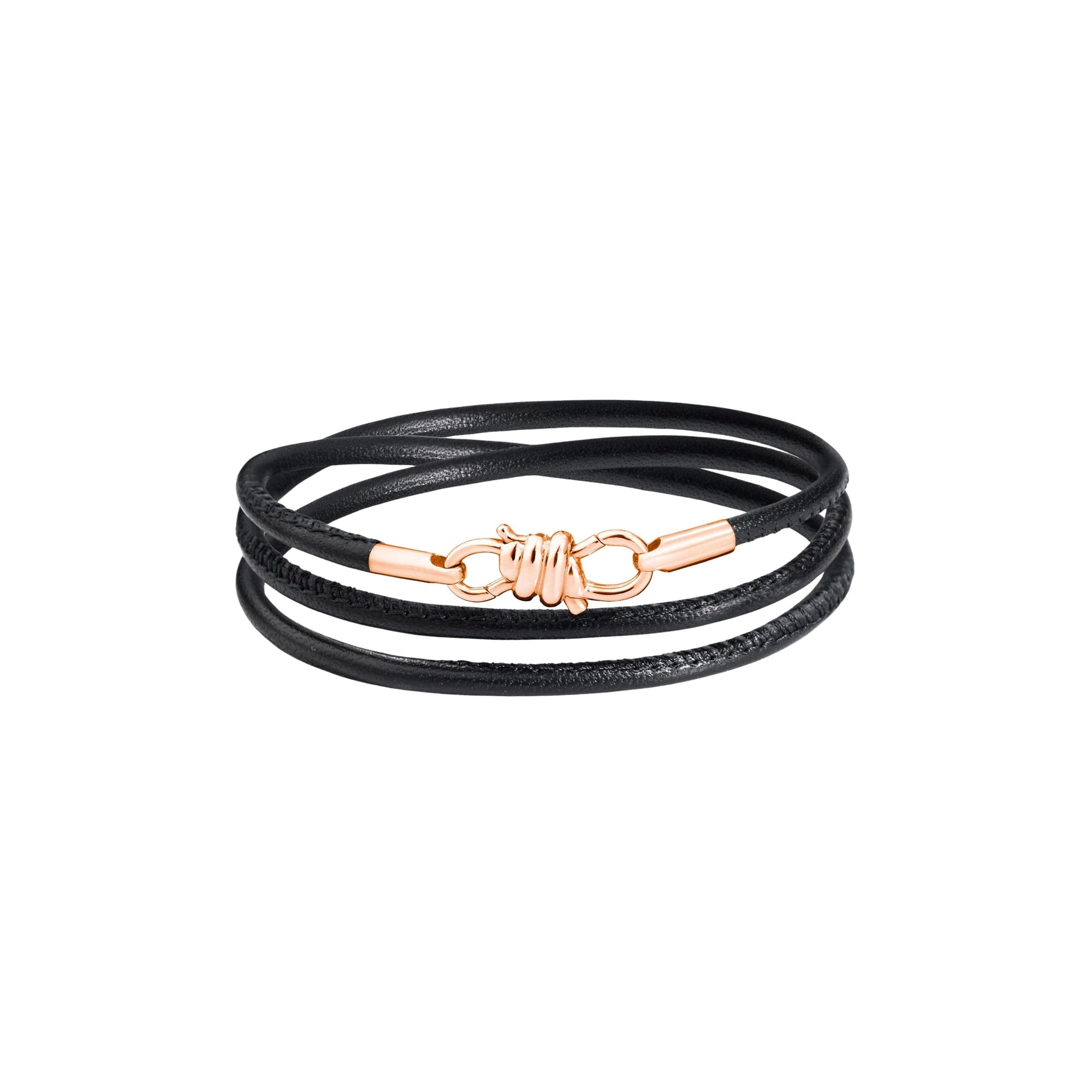 Bracelet Nodo en cuir et or rose 9K - Cuir et Or Rose