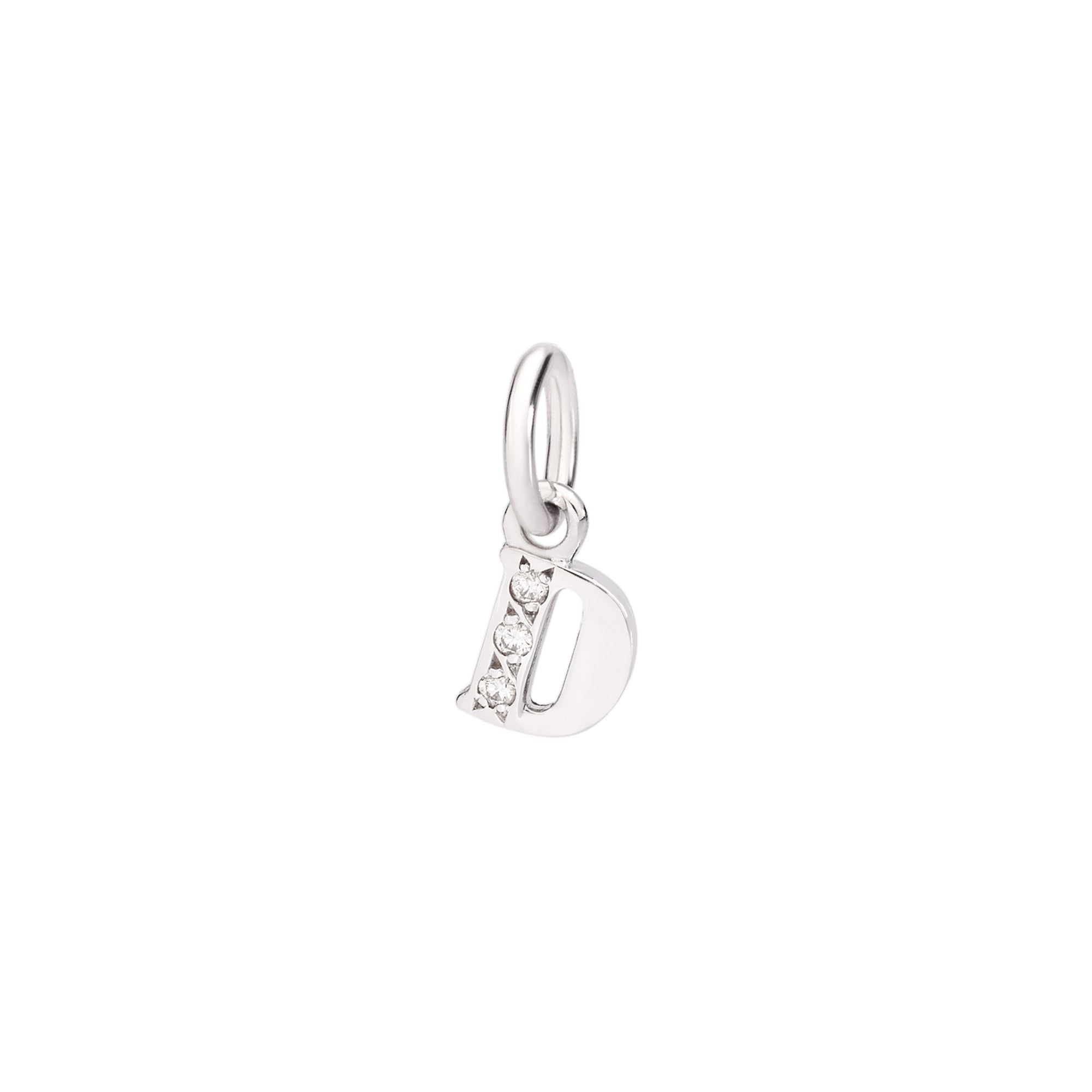 Charm Lettre D en or blanc 18K et diamants - Or Blanc