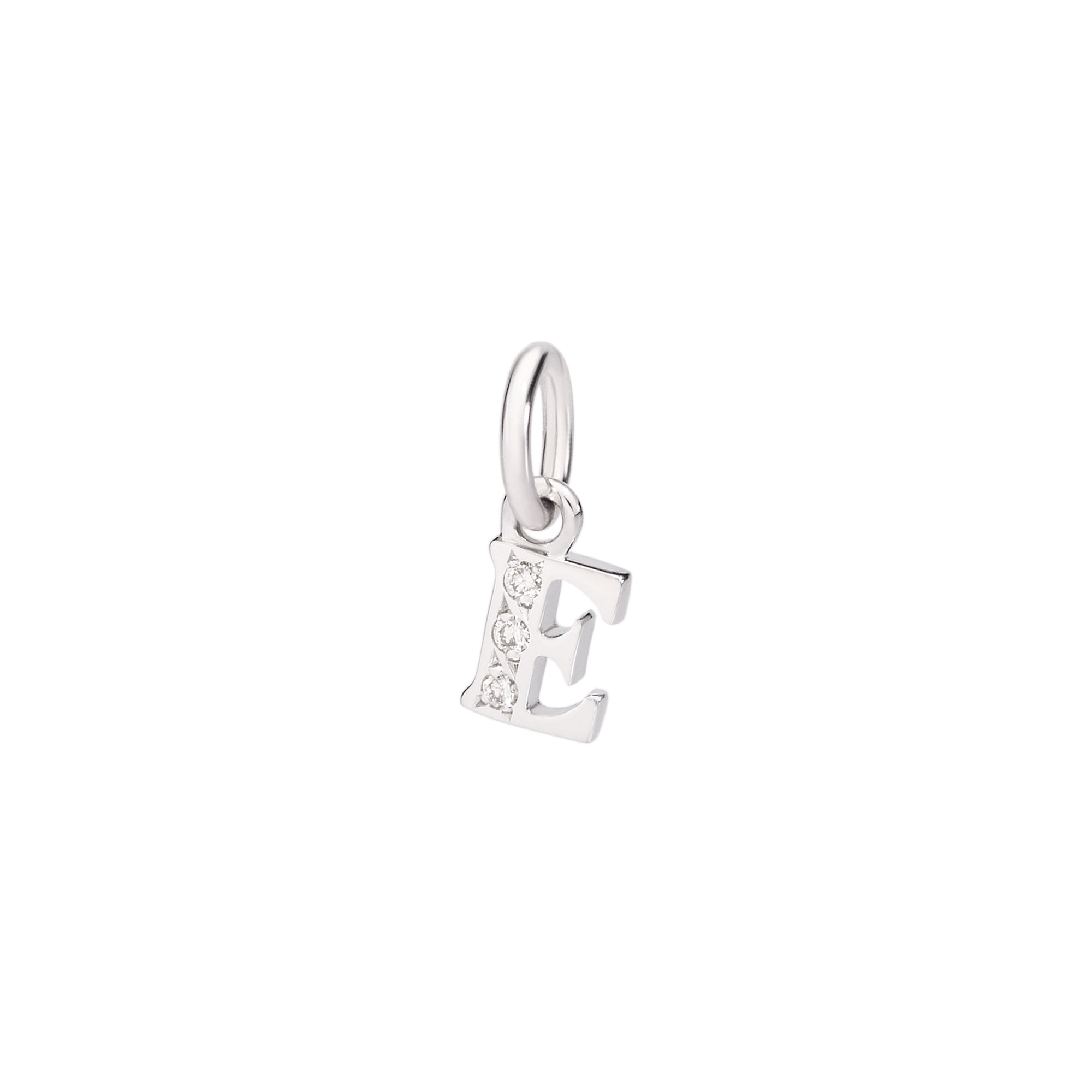 Charm Lettre E en or blanc 18K et diamants - Or Blanc