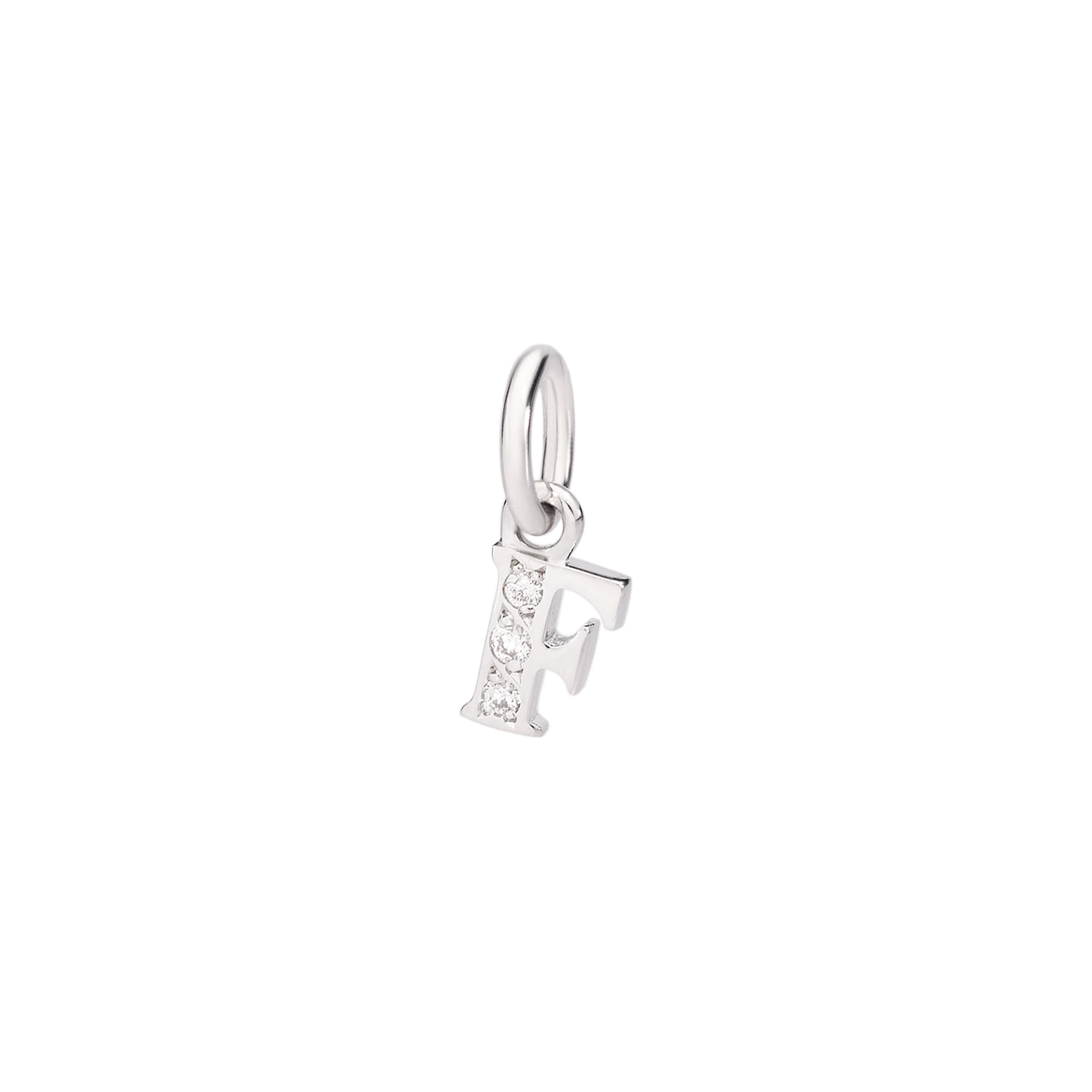 Charm Lettre F en or blanc 18K et diamants - Or Blanc