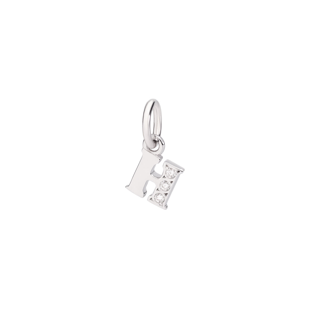 Charm Lettre H en or blanc et diamants blancs - Blanc