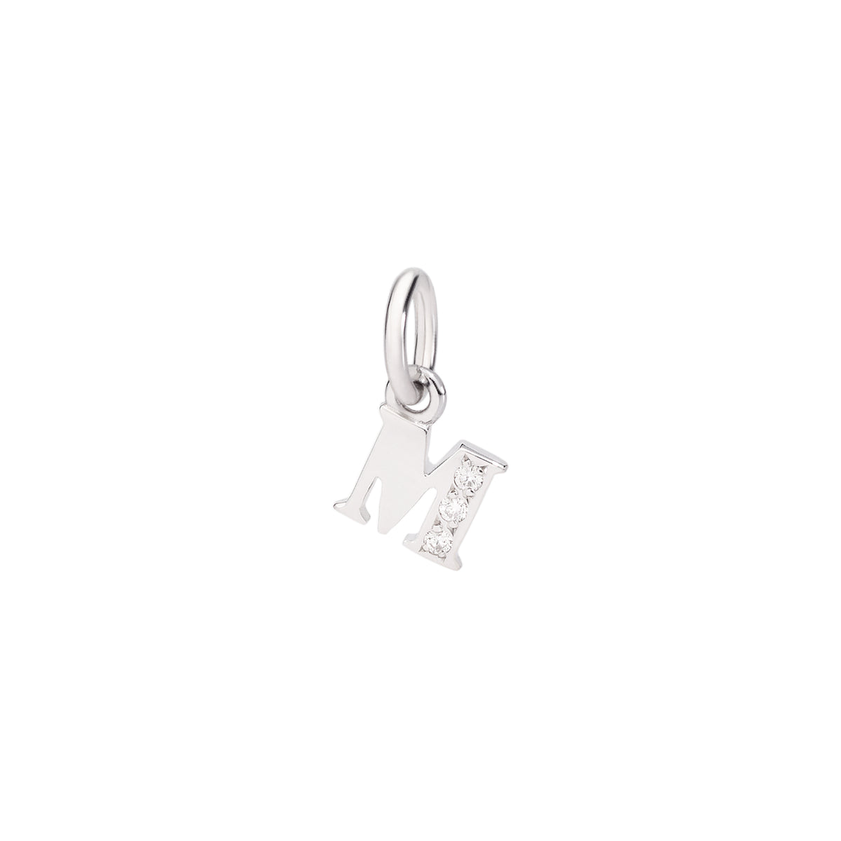 Charm Lettre M en or blanc et diamants - Blanc