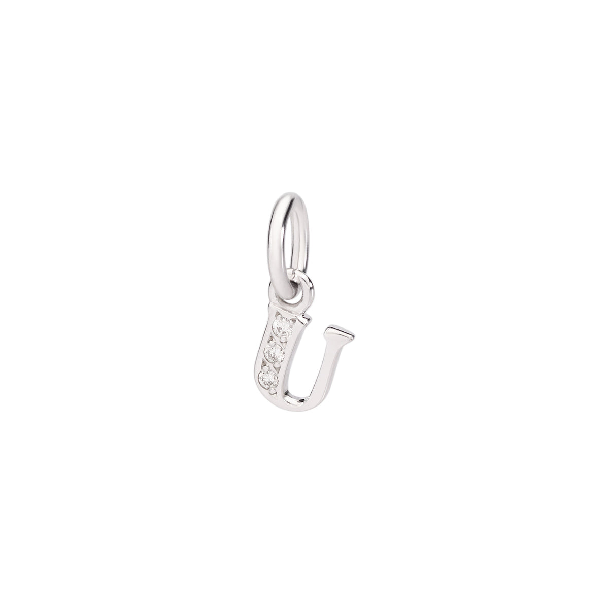 Charm Lettre U en or 18k et diamants - Or blanc