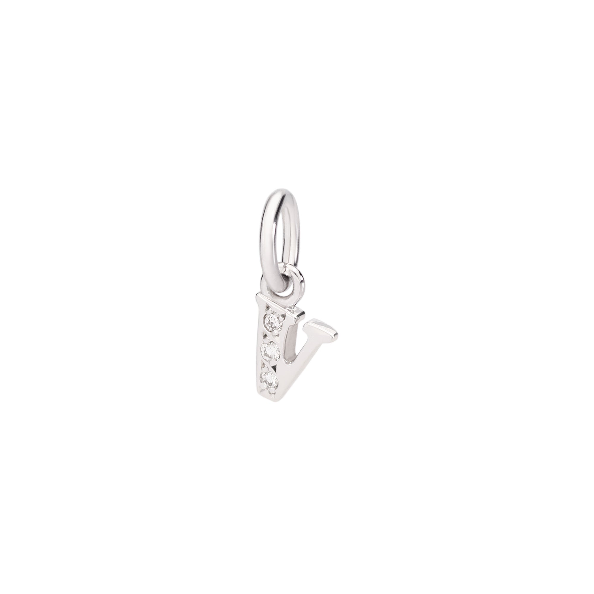 Charm Lettre V en or blanc 18K et diamants - Or Blanc