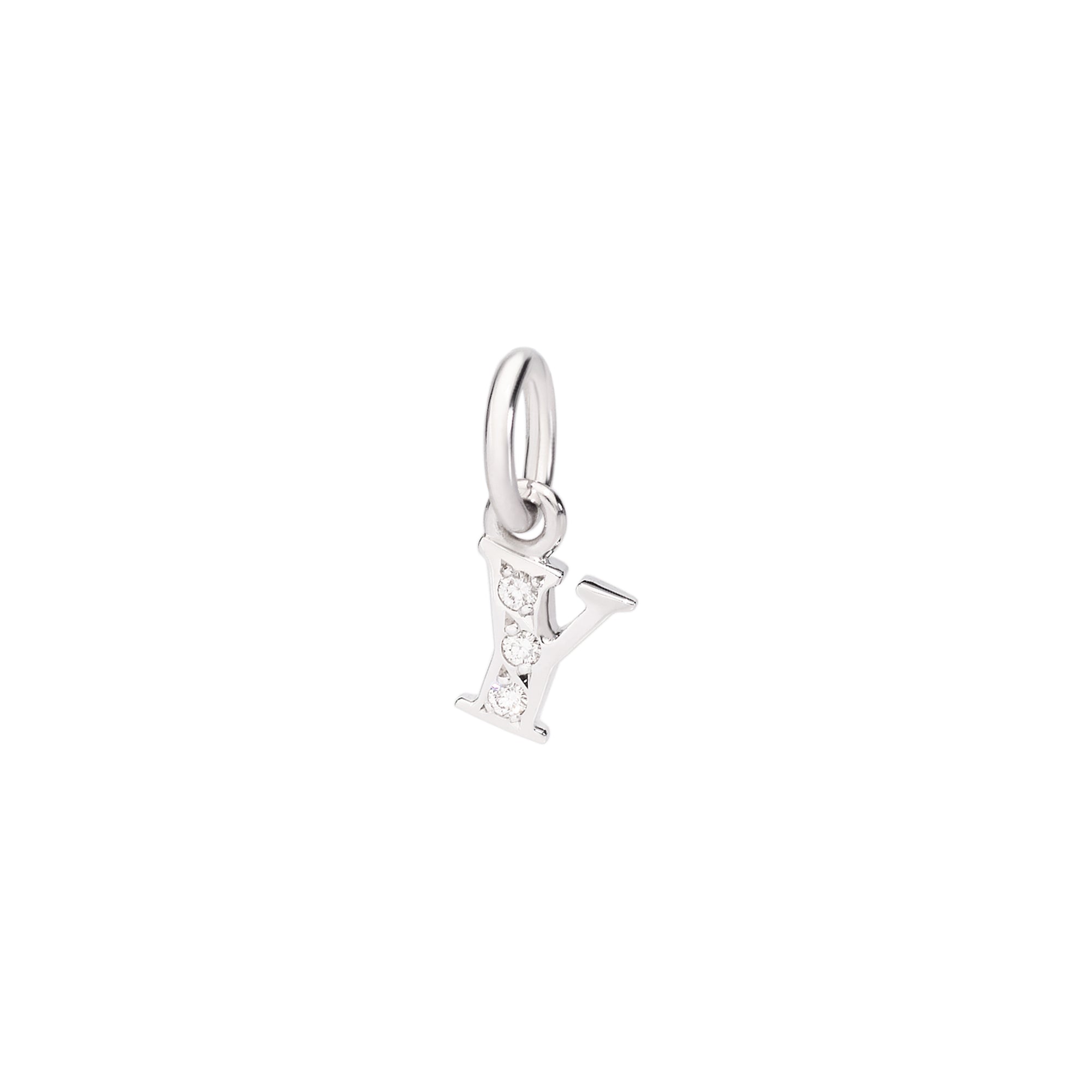 Charm Lettre Y en or blanc 18K et diamants - Or Blanc