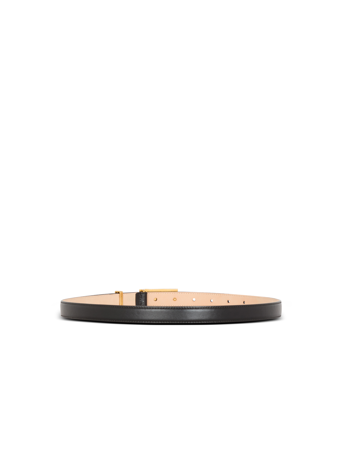 Ceinture plaque balmain en cuir de veau - Noir & Or