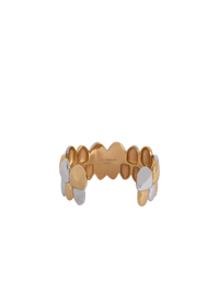 Bracelet manchette effet grillz en laiton et cristaux - Argent & Or & Cristal