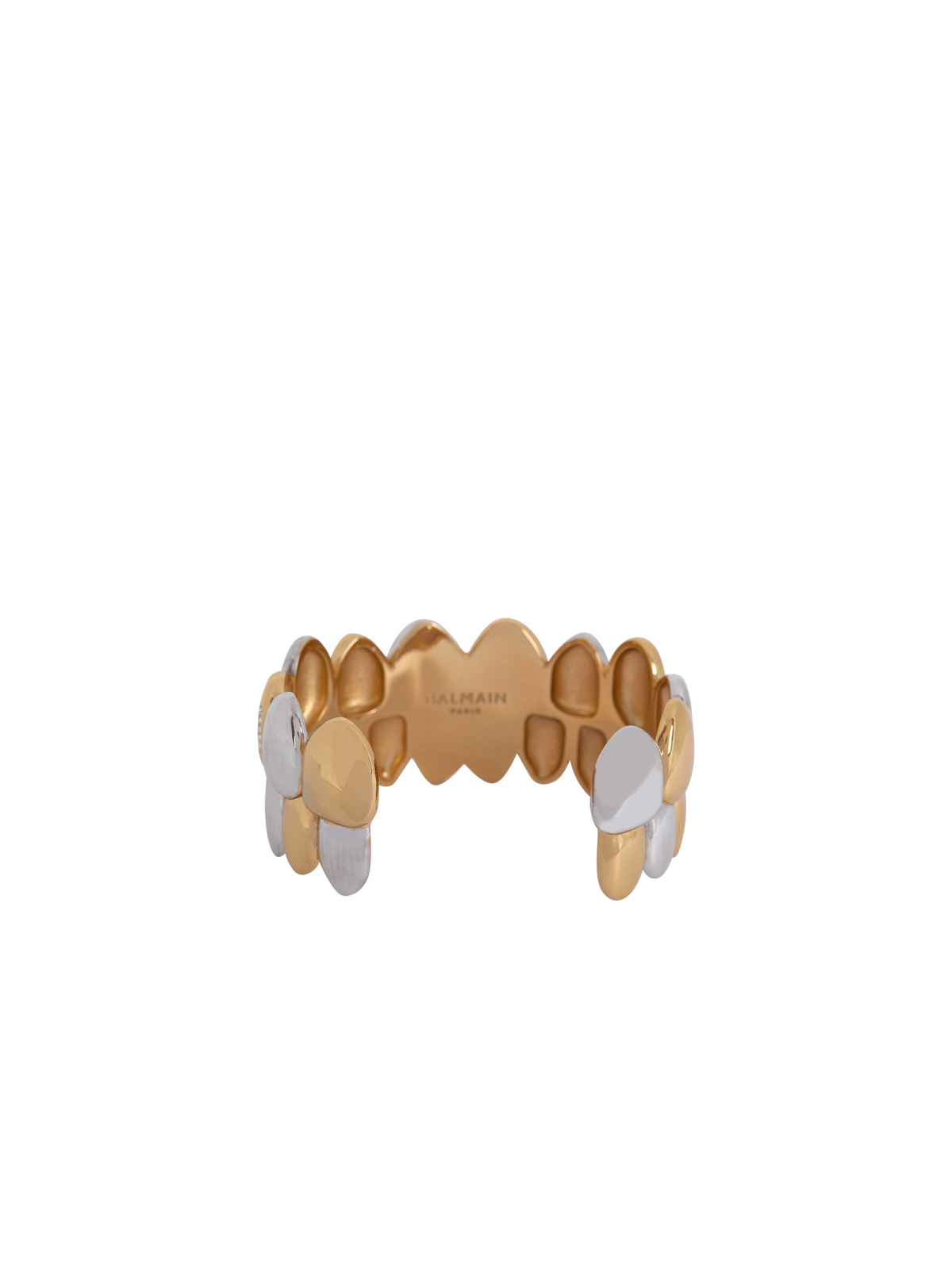 Bracelet manchette effet grillz en laiton et cristaux - Argent & Or & Cristal