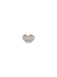 Kiss ring in brass and crystals - Silver & Crystal