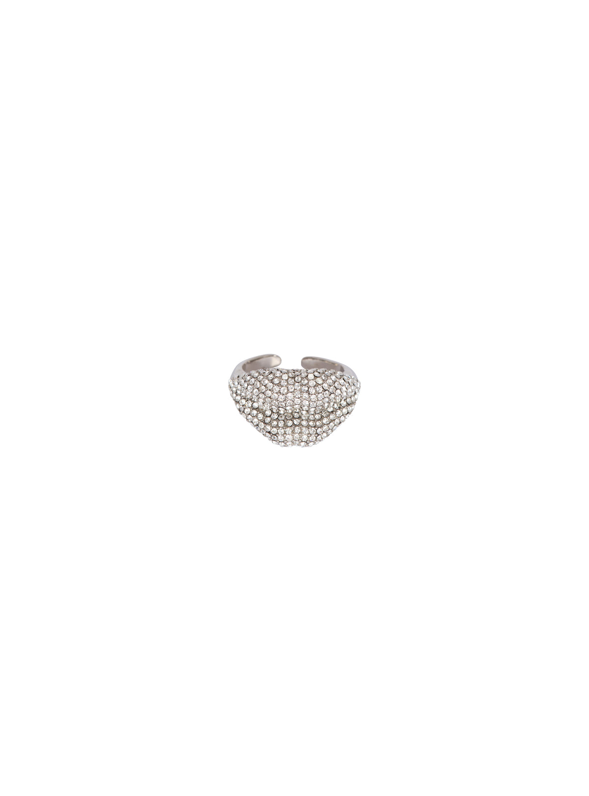 Kiss ring in brass and crystals - Silver & Crystal