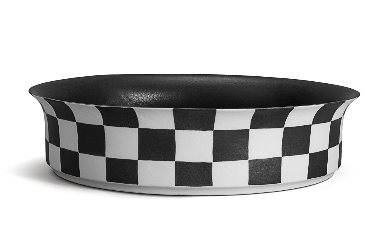 Grand bol Damier en porcelaine - Noir & Blanc