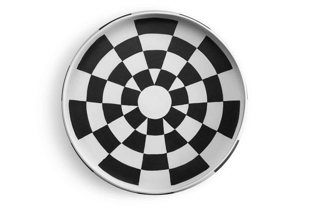 Grand plat Damier en porcelaine - Noir & Blanc