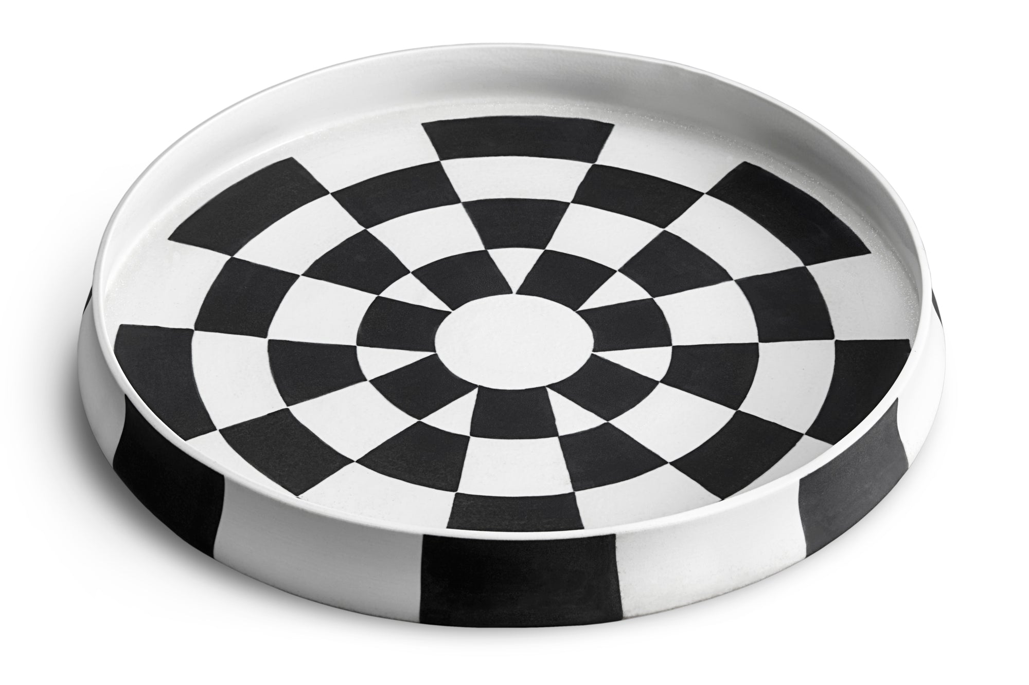 Grand plat Damier en porcelaine - Noir & Blanc