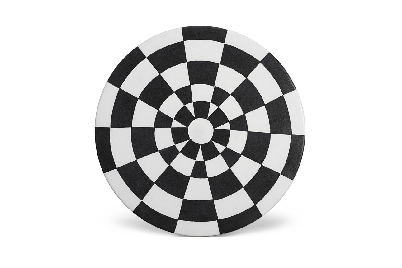 Assiette de présentation Damier en porcelaine - Noir & Blanc