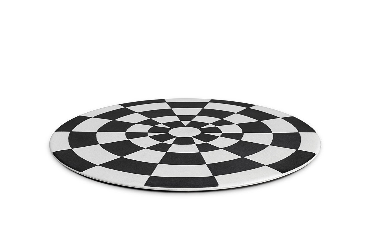 Assiette de présentation Damier en porcelaine - Noir & Blanc