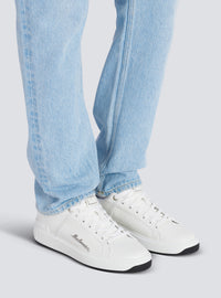 Baskets b-court en cuir de veau avec logo balmain - Noir & Blanc