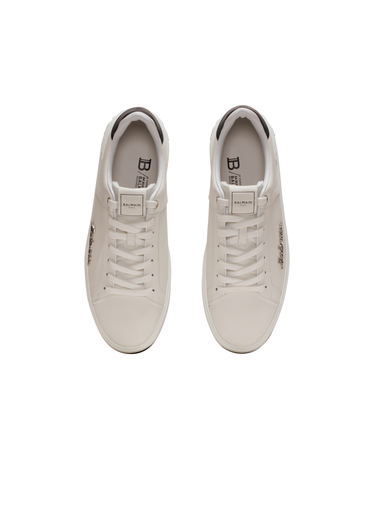 Baskets b-court en cuir de veau avec logo balmain - Noir & Blanc