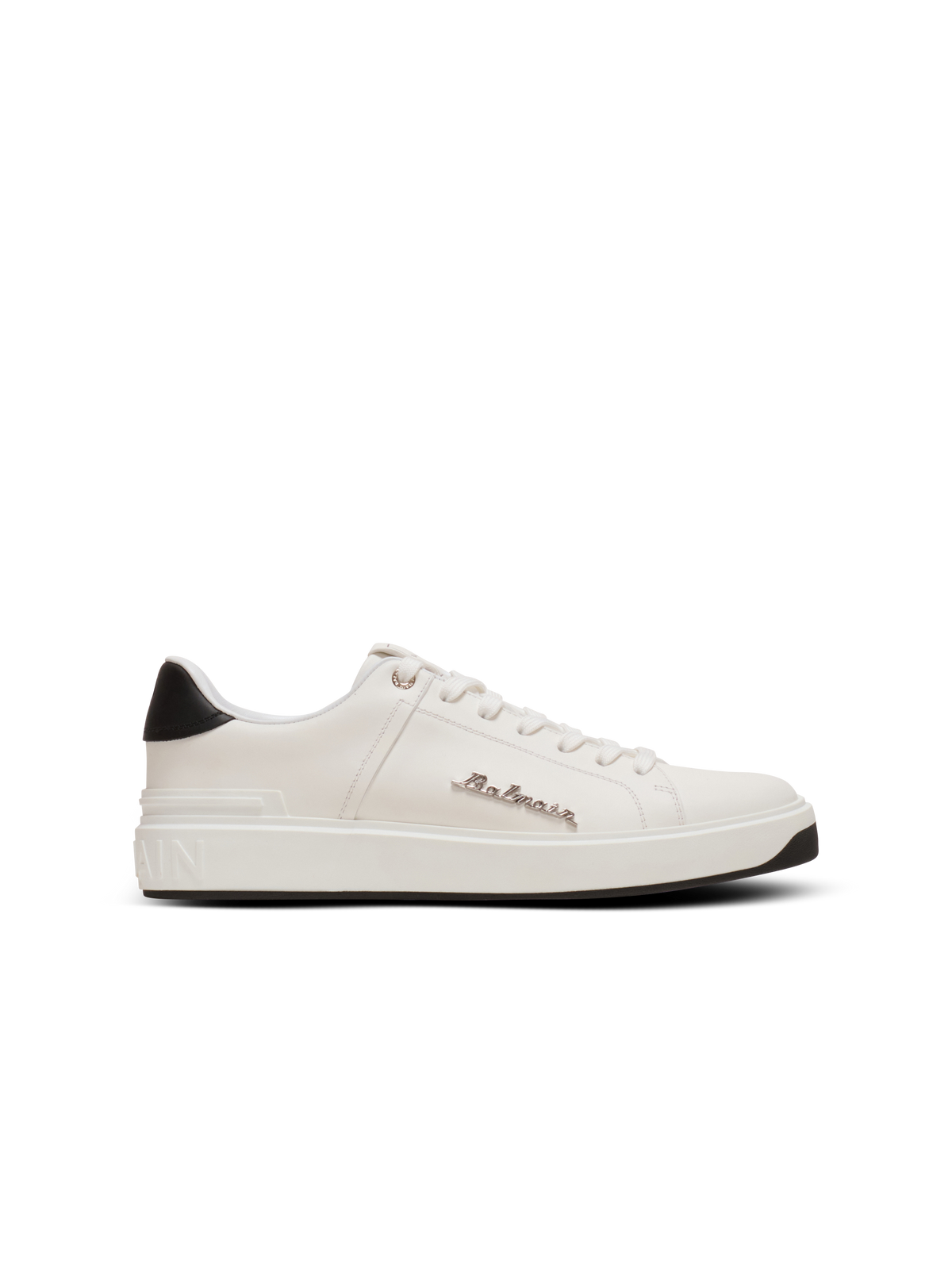 Baskets b-court en cuir de veau avec logo balmain - Noir & Blanc