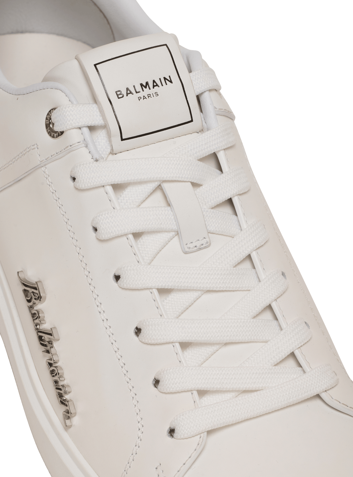 Baskets b-court en cuir de veau avec logo balmain - Noir & Blanc