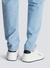 Baskets b-court en cuir de veau avec logo balmain - Noir & Blanc
