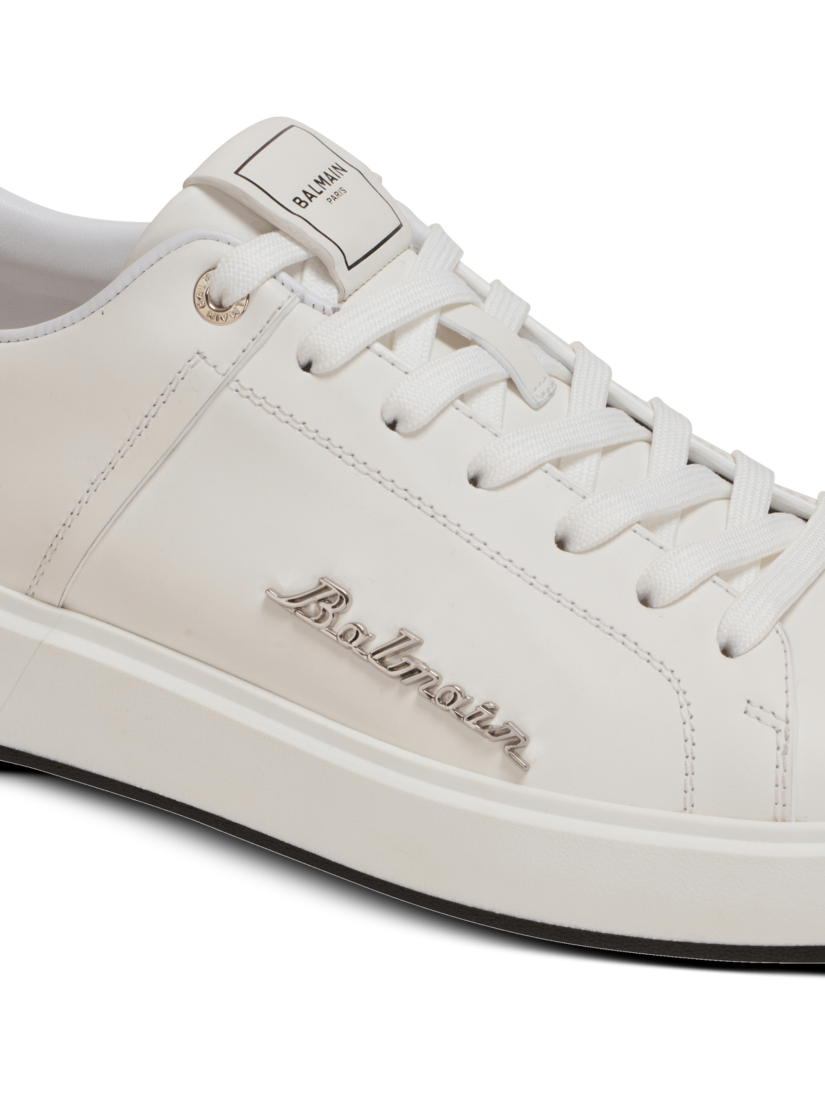 Baskets b-court en cuir de veau avec logo balmain - Noir & Blanc