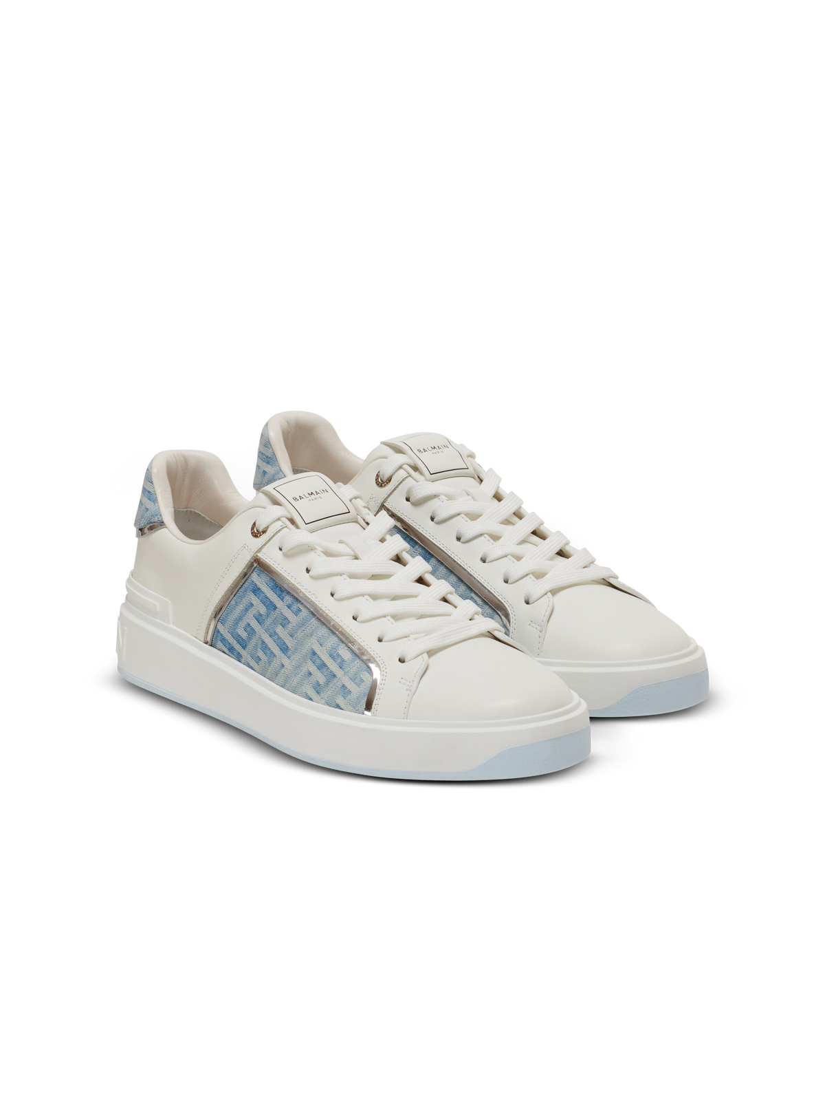 Baskets b-court en cuir et denim - Bleu