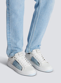 Baskets b-court en cuir et denim - Bleu