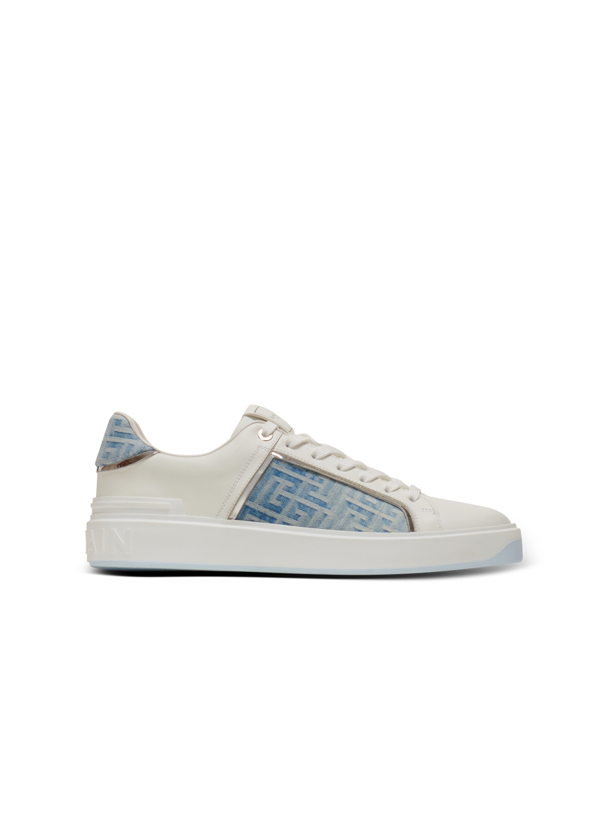Baskets b-court en cuir et denim - Bleu
