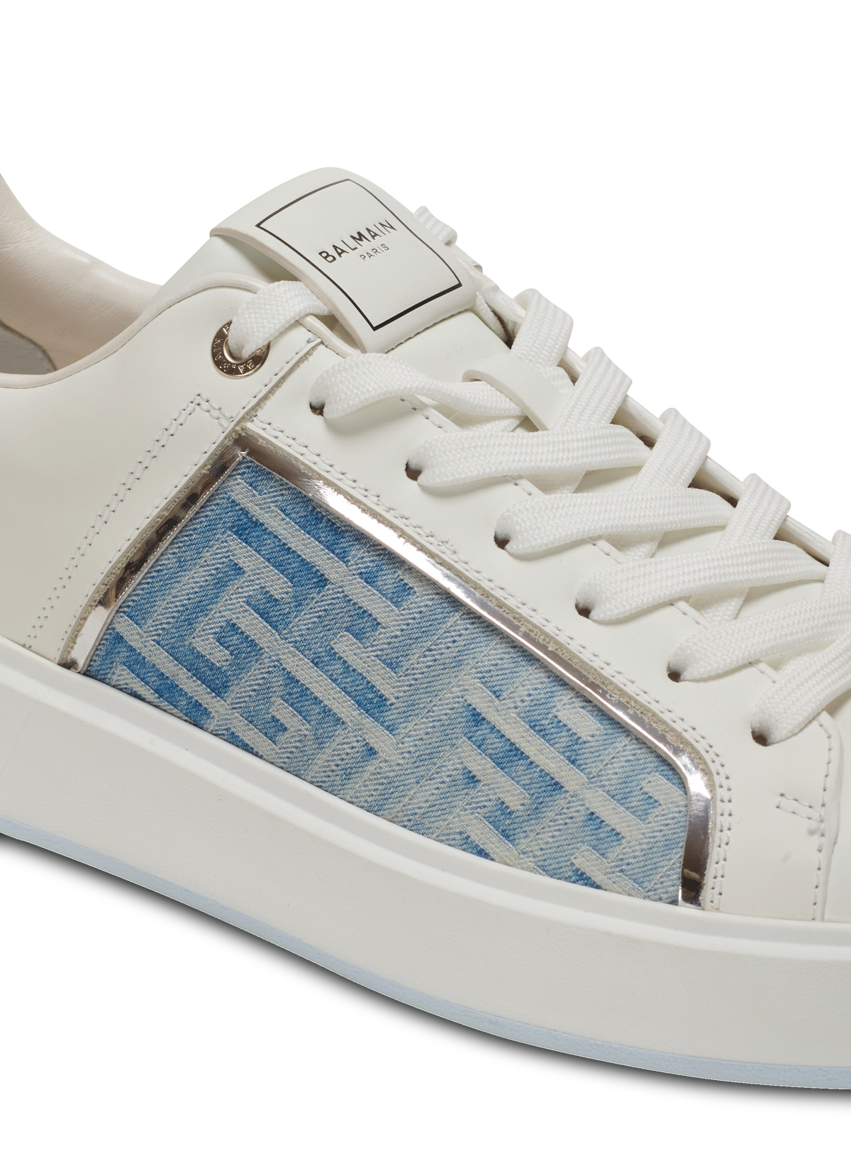 Baskets b-court en cuir et denim - Bleu