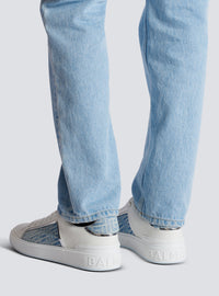 Baskets b-court en cuir et denim - Bleu