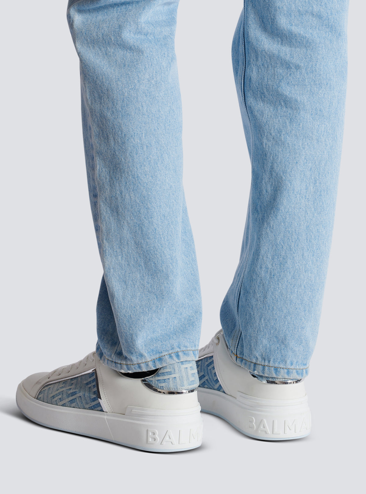 Baskets b-court en cuir et denim - Bleu