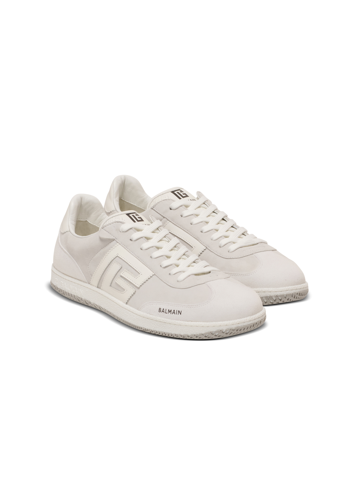 Baskets balmain swan en cuir de veau et cuir suédé - Blanc