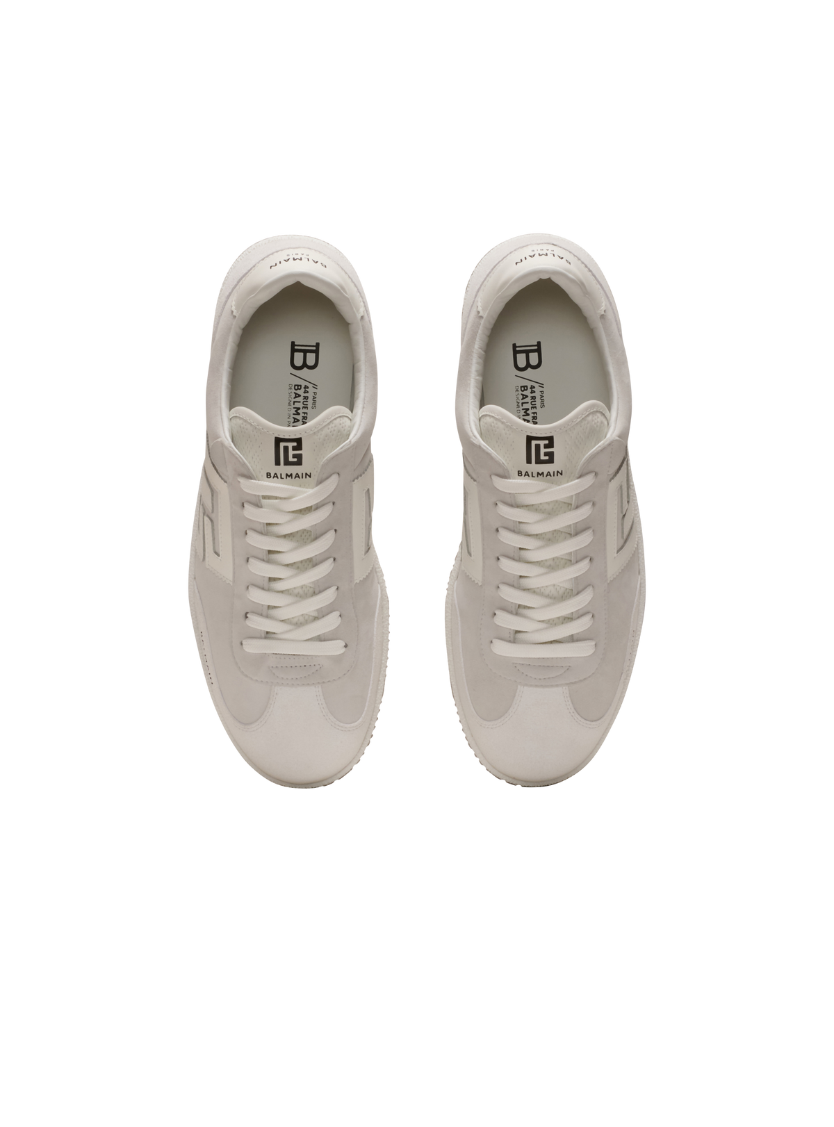 Baskets balmain swan en cuir de veau et cuir suédé - Blanc