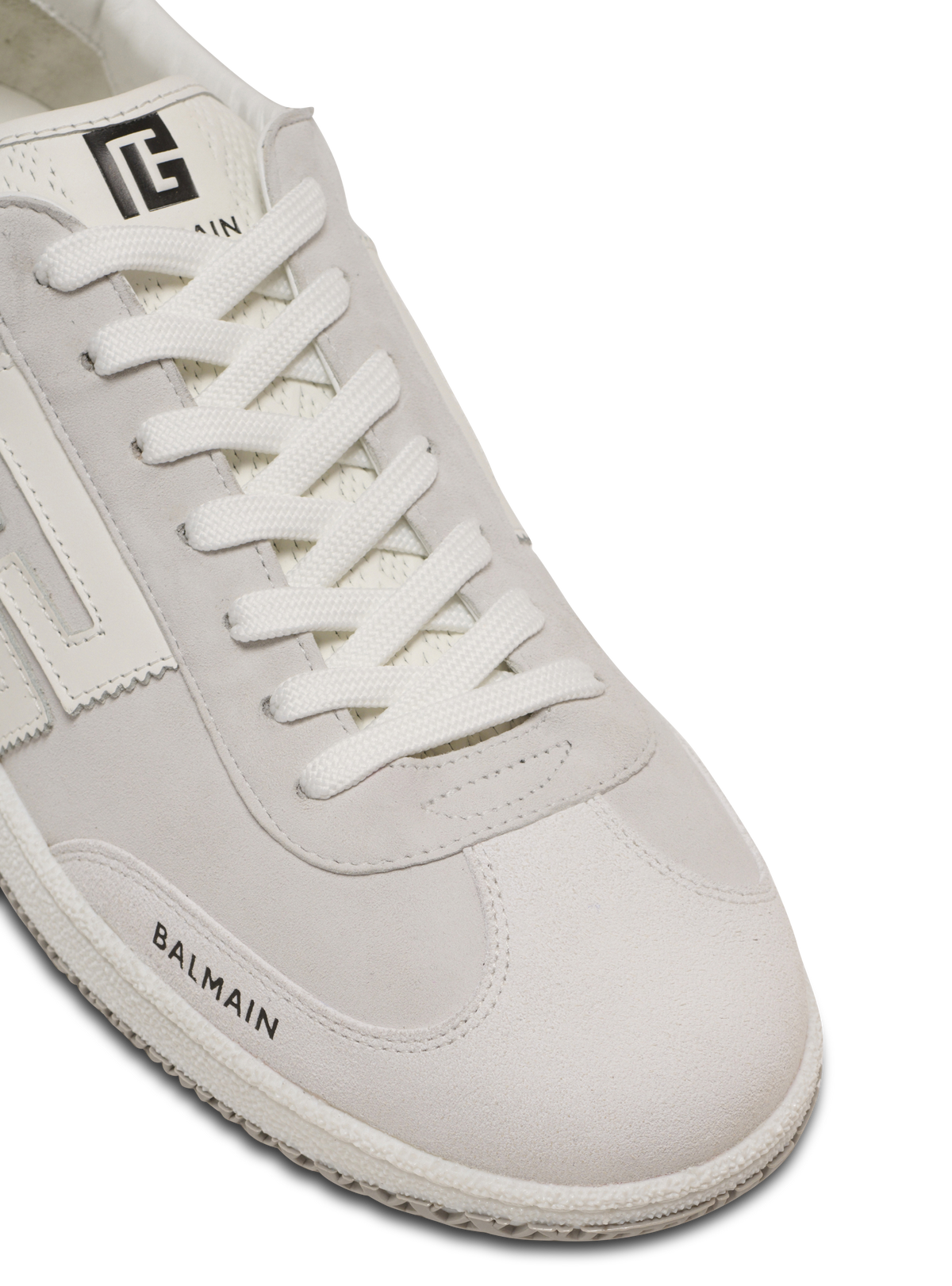 Baskets balmain swan en cuir de veau et cuir suédé - Blanc