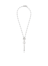 Collier art déco en perles, laiton et strass - Argent