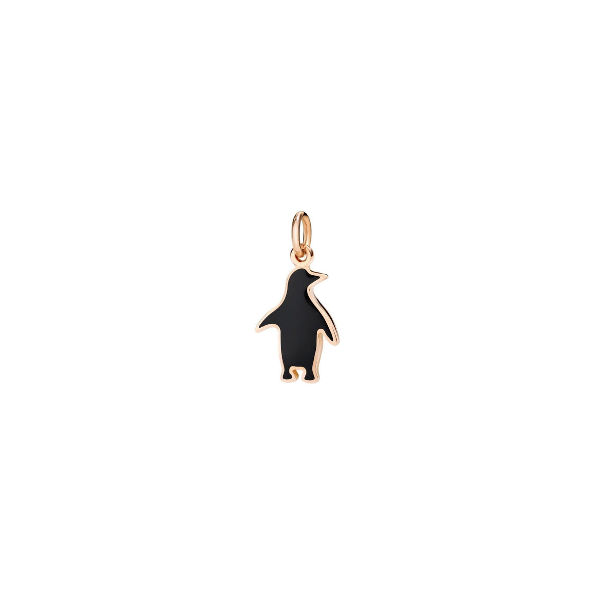 PENGUIN CHARM 9K ROSE GOLD AND BLACK ENAMEL