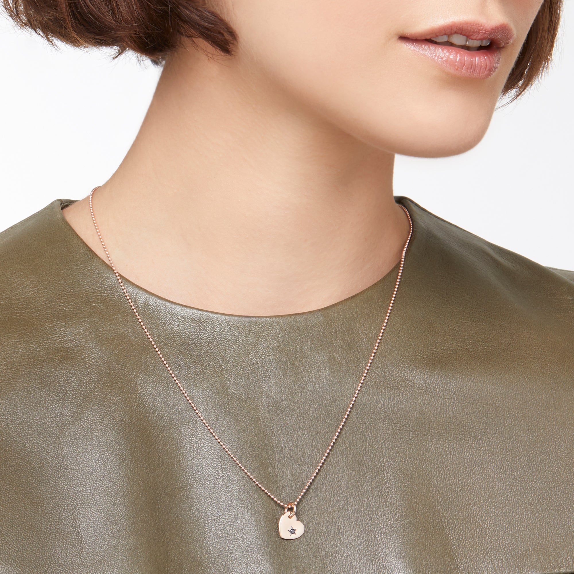 Charm Cuore en or rose 9K et diamant - Or Rose