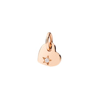 Charm Cuore en or rose 9K et diamant - Or Rose