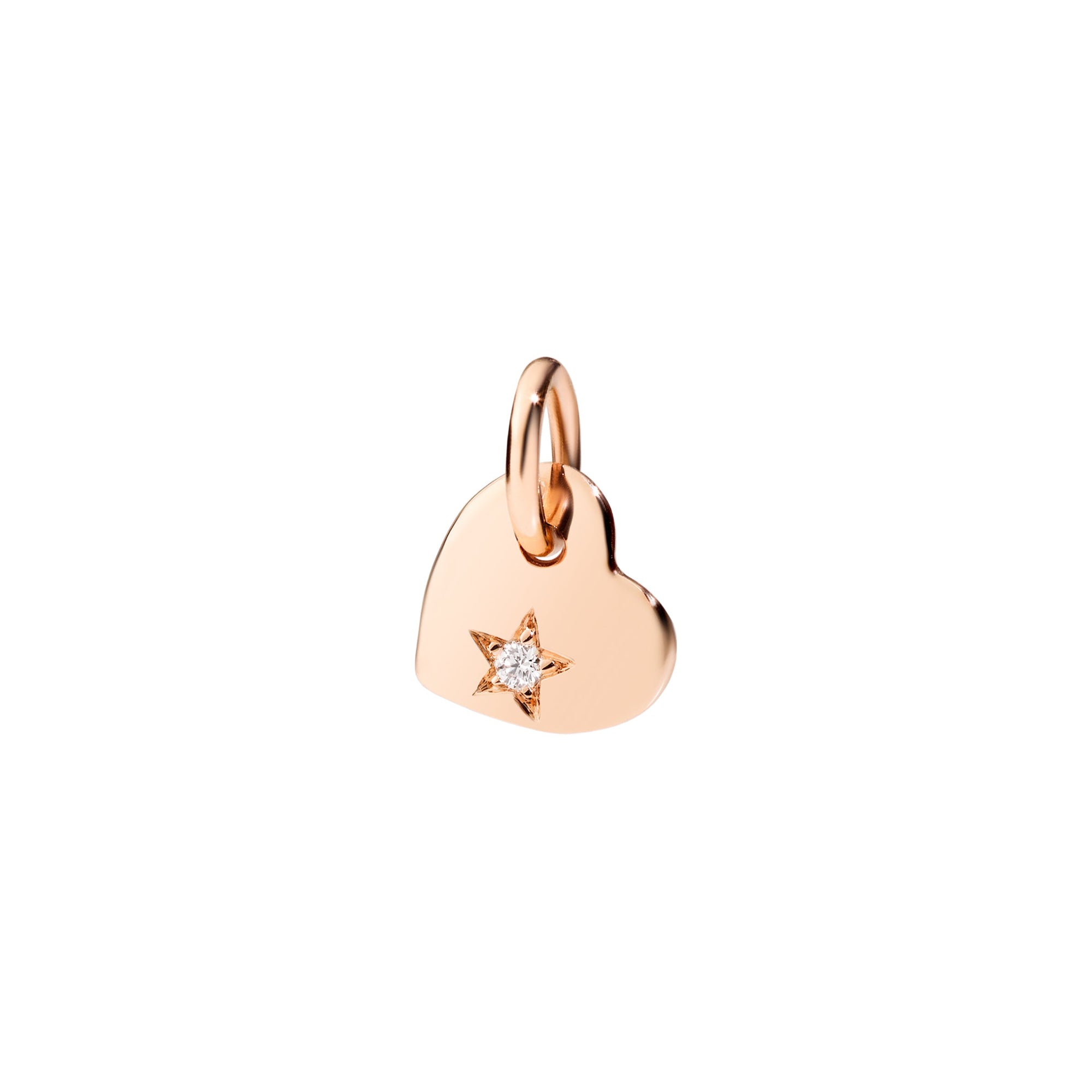 Charm Cuore en or rose 9K et diamant - Or Rose