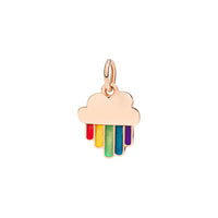 RAINBOW CHARM IN 9 K ROSE GOLD AND RED, YELLOW, GREEN, TURQUOISE AND PURPLE ENAMEL.