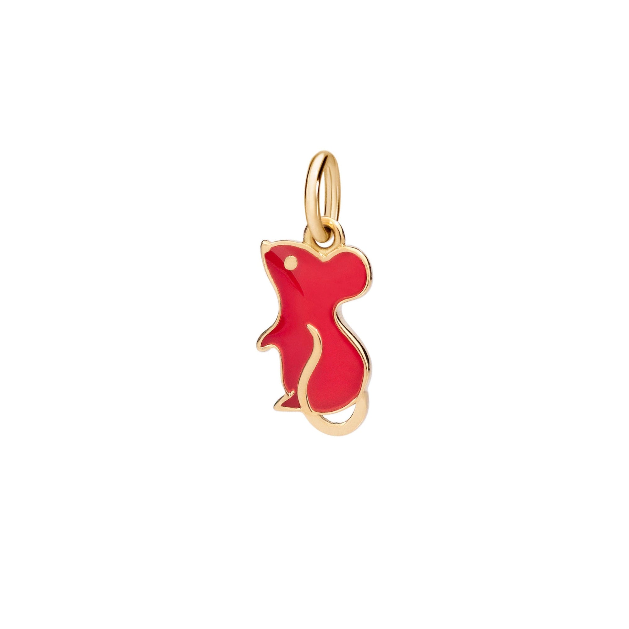 Charm Souris en or jaune 18K et émail - Or Jaune