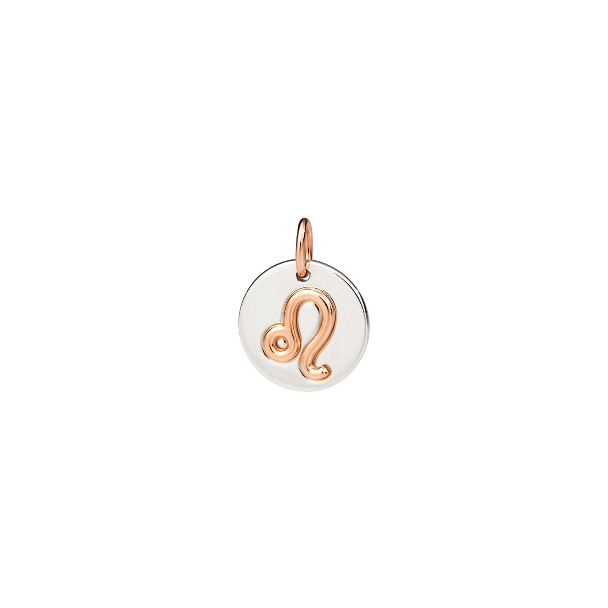 LEO CHARM IN SILVER AND 9K ROSE GOLD.