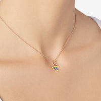 PUZZLE CHARM IN 9K ROSE GOLD AND RAINBOW ENAMEL.
