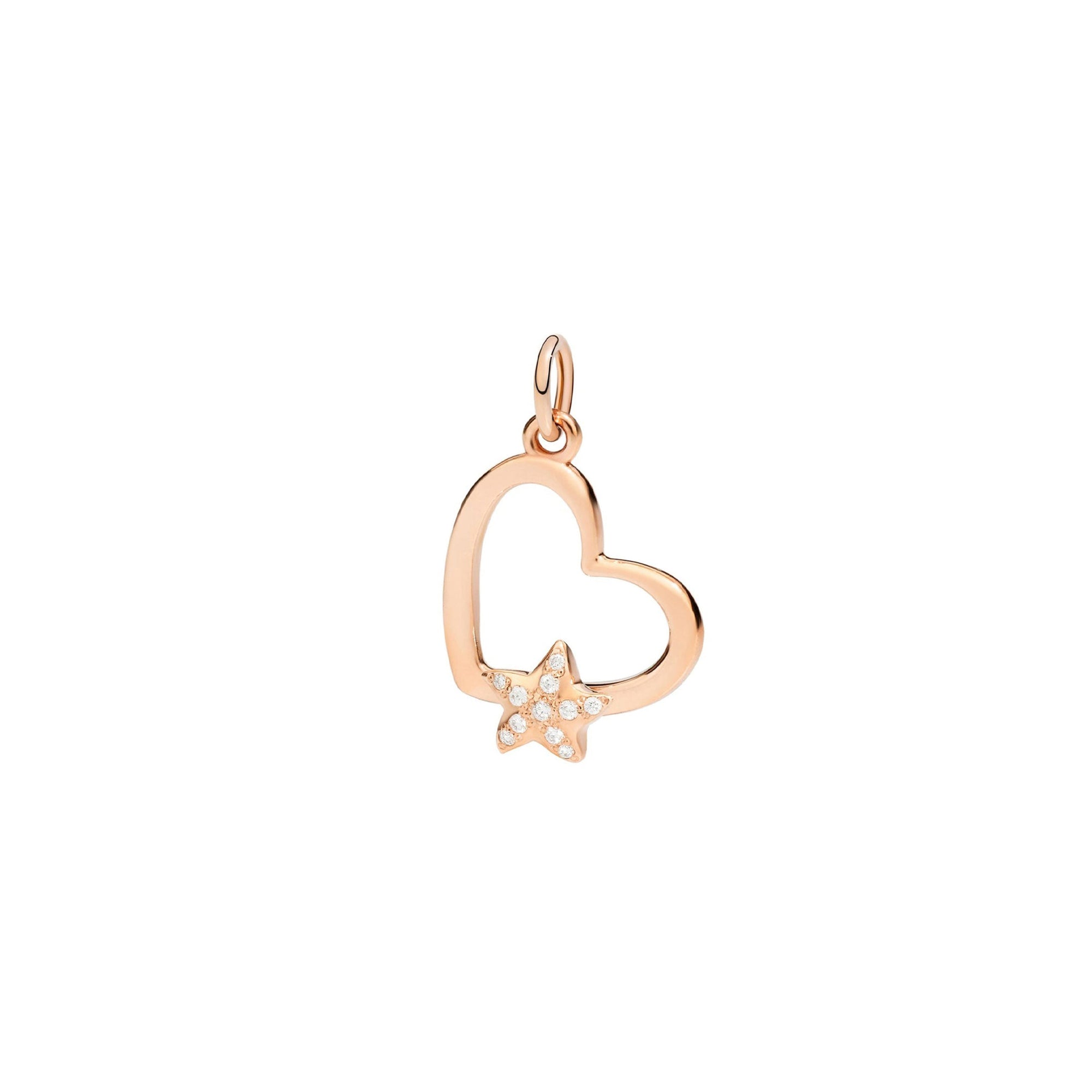 Charm Cuore en or rose 9K et diamants - Or Rose